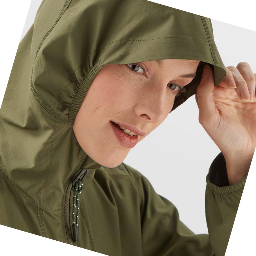 Chaquetas Salomon OUTLIFE LONG PACKABLE WINDBREAKERS Mujer Verde Oliva | MX 2466ZUT